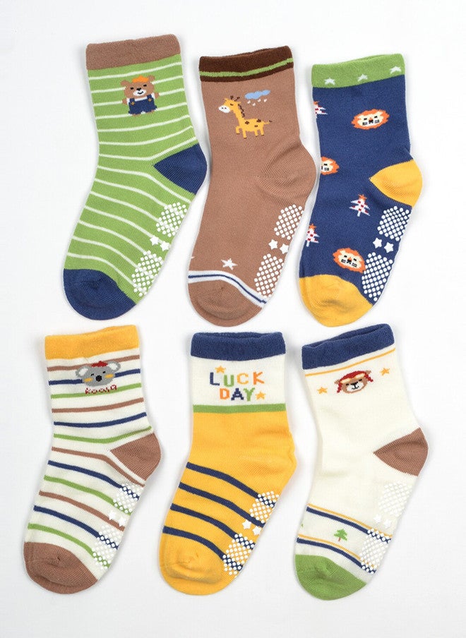 FOOTPRINTS FOOTPRINT 6 Pairs Infant Kids Unisex Multi-Colored Ankle-Length Assorted Antiskid Cotton Socks - Image 2